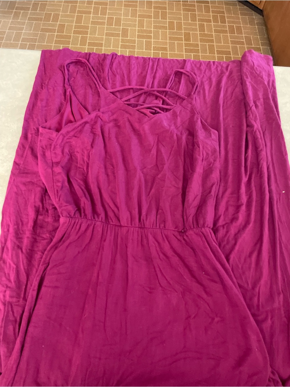 Maurices Fuchsia Sleeveless Midi Dress with Crisscross Back